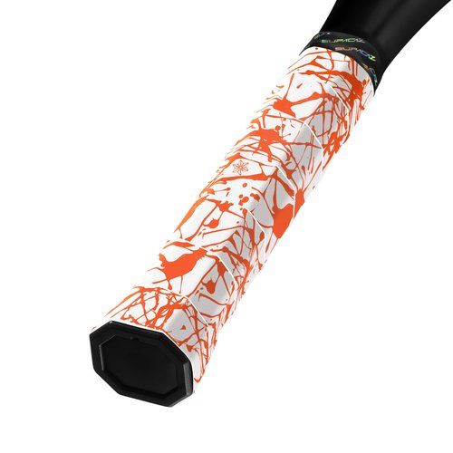 Supacaz Super Sticky Kush Neon Orange Splat Tennis Overgrip - Racket Dry Overwrap - Racquet Grip Tape - Over Grip Wrap - 3pk