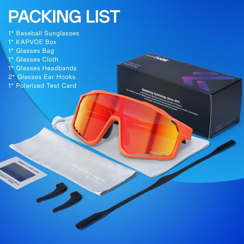 KAPVOE Youth Sports Sunglasses Polarized Kids Glasses for Baseball Softball Cycling Running Boys Girls Age 6-12 K9033
