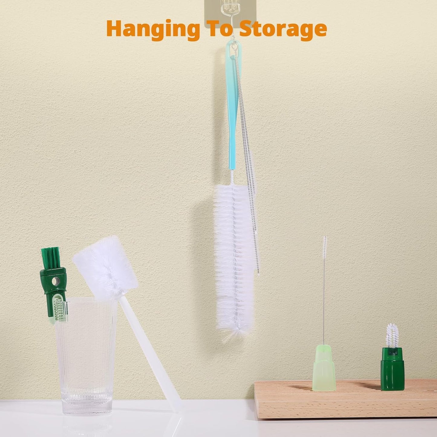 OUTXE Bottle Brush Set - 5-in-1 Water Bottle Cleaner with Long Handle & Straw Brushes | 15" Length