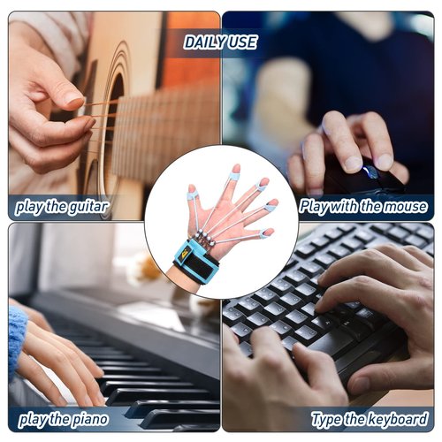 Finger Strengthener, Grip Strength Trainer, Gripster Finger Exerciser, Hand Grip Strengthener for Finger Strength & Therapy, 3 Resistance Levels (Grey 20LB, Blue 40LB, Black 60LB)