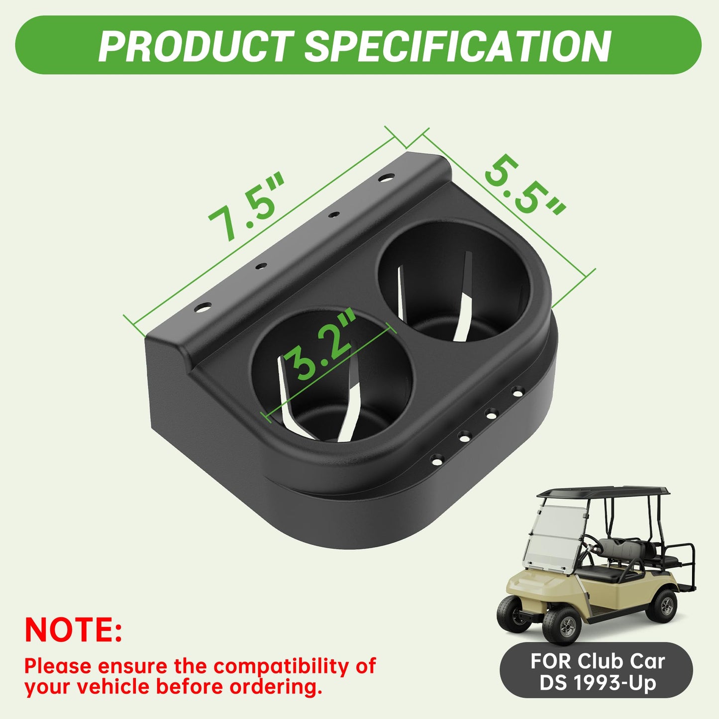 10L0L Golf Cart Cup Holder Drink Holderfor Club Car DS 1993-Up 1016811 101708301 (2 Pack