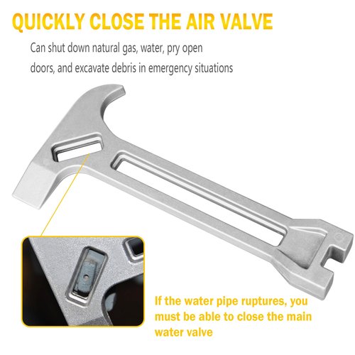 4-in-1 Gas & Water Shut-Off Tool - Non-Sparking Emergency Wrench, Fire Fighter Gear Pry Bar for Quick Gas/Water Valve Shut-Off (2 Pcs)