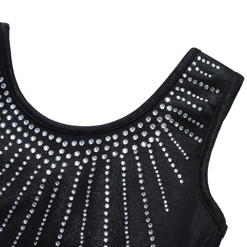BAOHULU Gymnastics Leotards for Girls Shiny Jewels Kids Athletic Apperal Dance Outfit B199_Black_12A