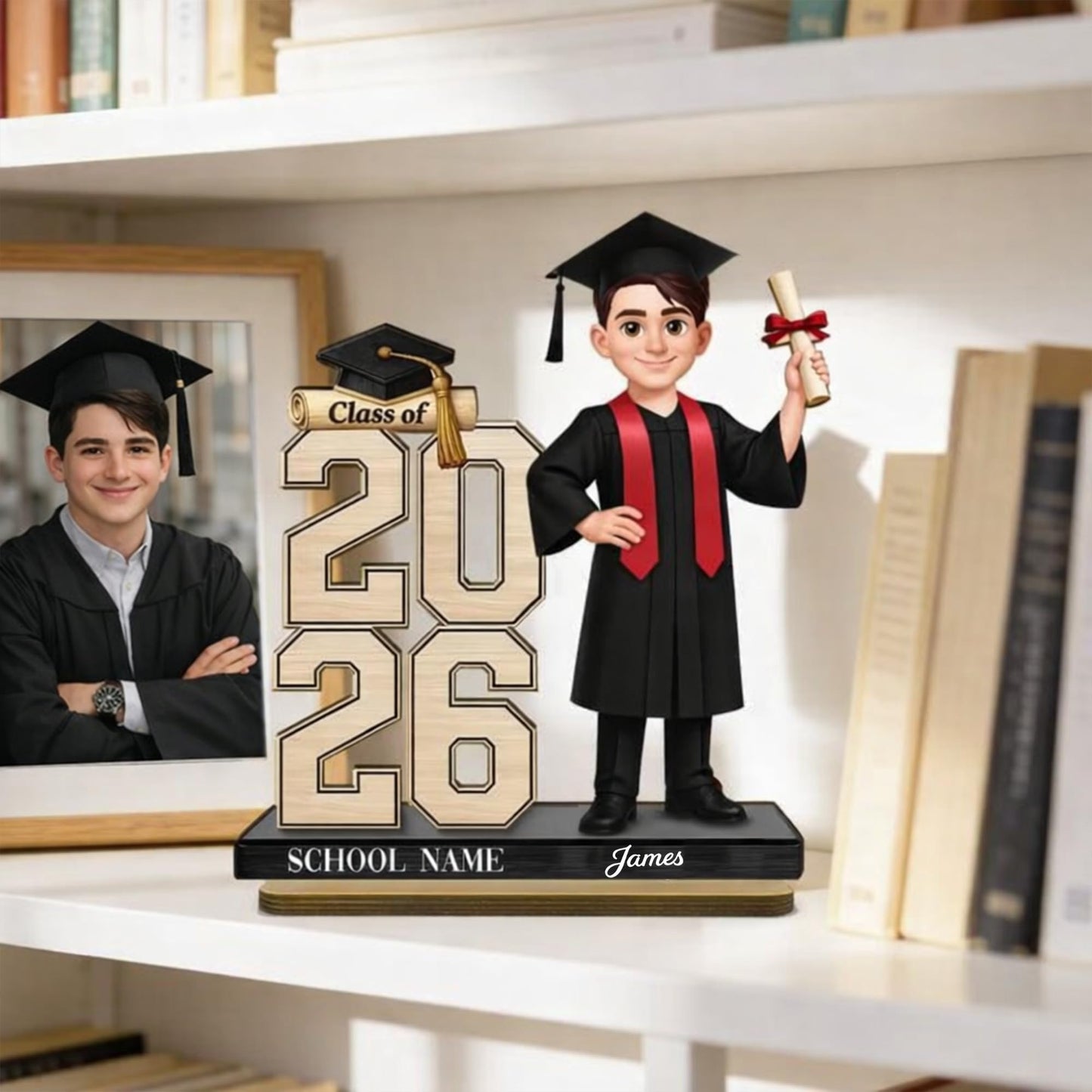 Noni Custom Class of 2026 Senior 2D Flat Two Layer Wooden Plaque Personalized Name Printed Graduation Keepsake Desk Decor for Daughter Son Grandkids Gift for Graduate 1
