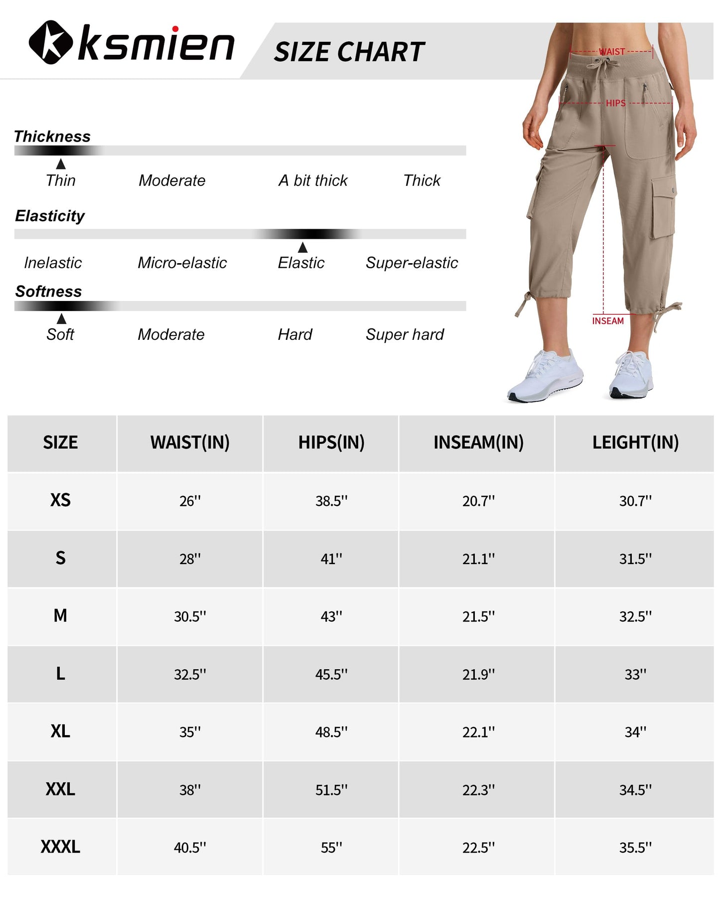 Ksmien Women's Hiking Capris Quick Dry Lightweight Ladies Summer Cargo Pants 8 Pockets for Travel Camping Khaki