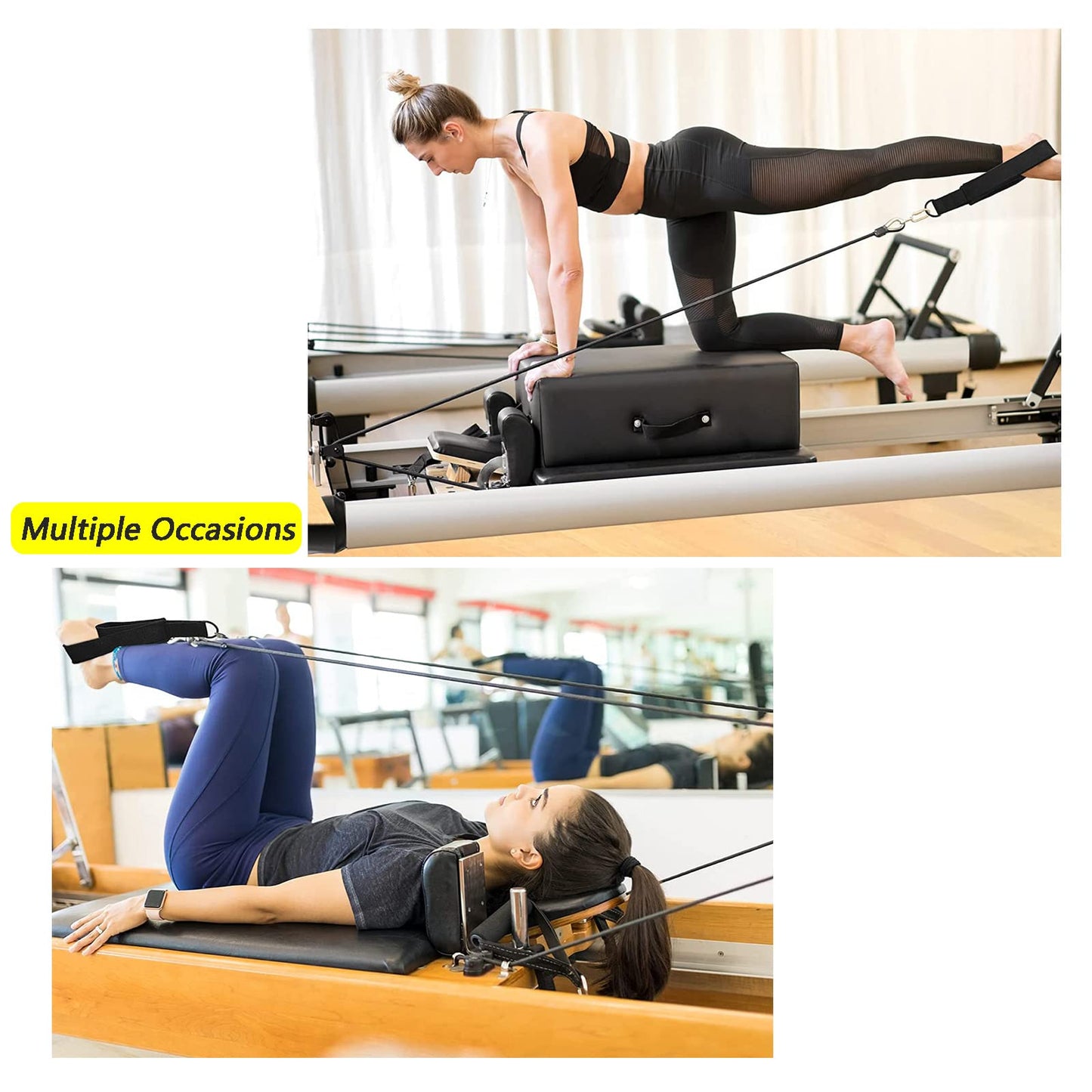 LOOEEL 2 PCS Pilates Reformer Pull Rope Parts, Pilates Reformer Ropes Replacement Strap, Suitable for Home Studio use of Yoga Fitness Equipment, core Bed Accessory Yoga Strap.