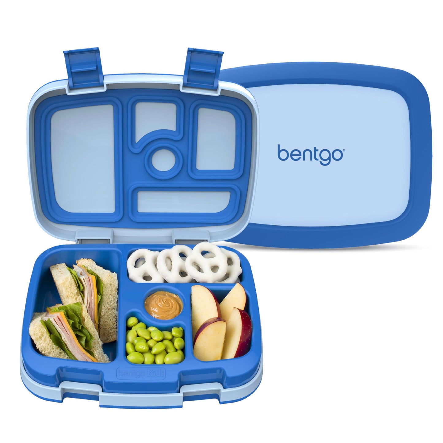 Bentgo Kids Bento-Style 5-Compartment Leak-Proof Lunch Box - Just-Right Portions for Ages 3 to 7, Durable, Drop-Proof, Dishwasher Safe, PFAS & BPA-Free & Made with Food-Safe Materials (Blue)