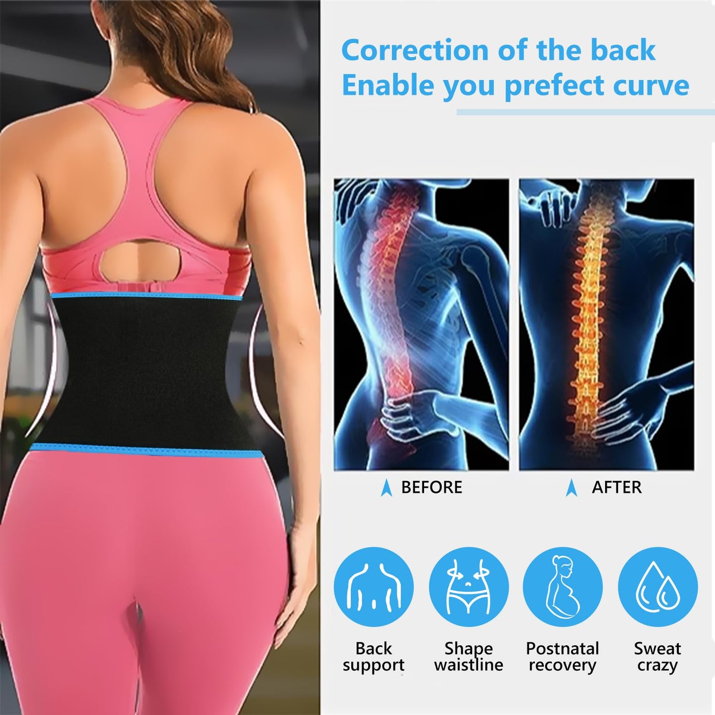 AMZBOSS Waist Trainers for Women Belly Fat, Waist Sweat Band for Women, BU2