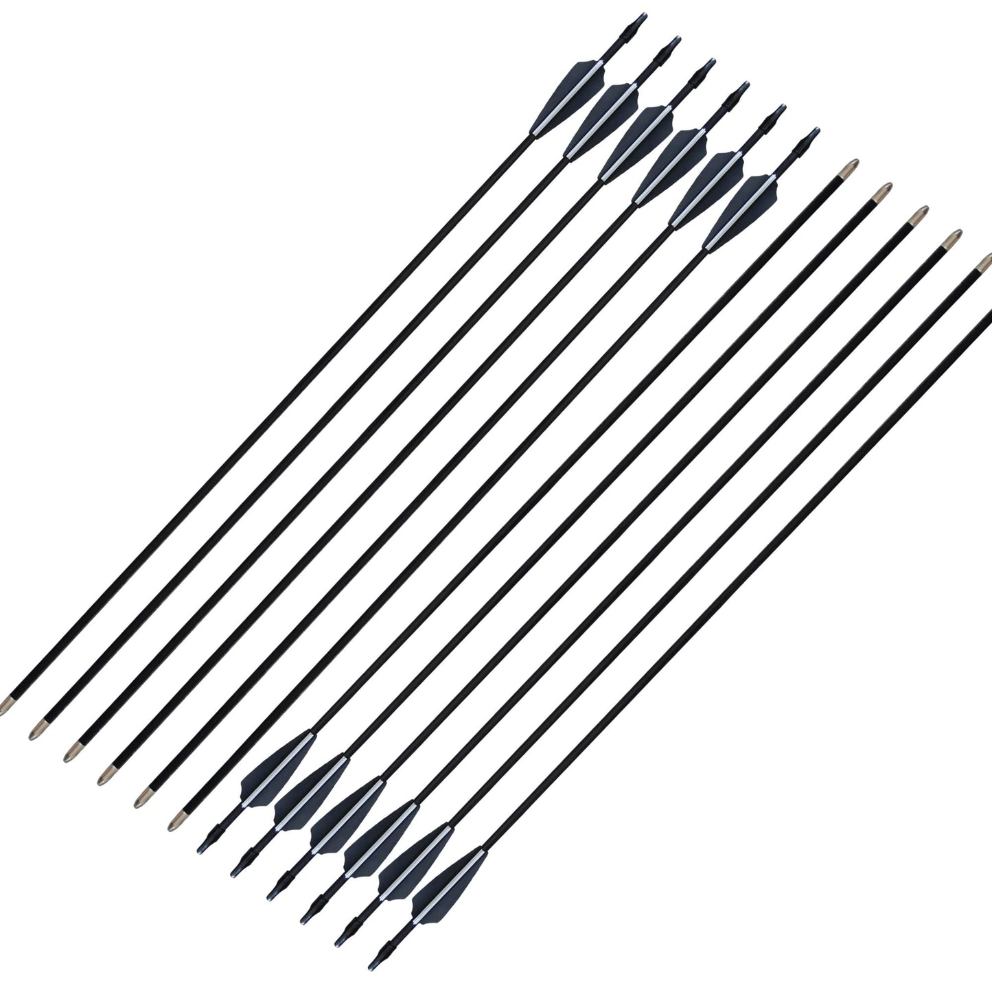 GPP 28" Fiberglass Archery Target Arrows - Practice Arrow or Youth Arrow for Recurve Bow - 12 Pack,Black Vanes