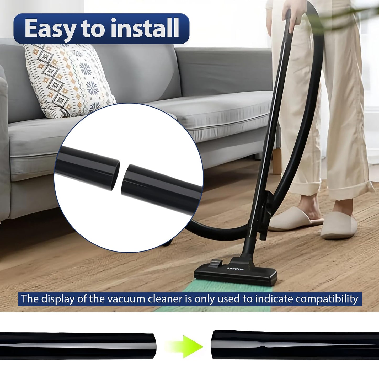 2-Pack Vacuum Extension Tube, 1.25 Inch (32mm) Vacuum Cleaner Extension Wand with 1-1/4" Fitting, Compatible with Shop-Vac Accessories, Replacement Extension Pipe for Wet/Dry Vacuum Cleaners