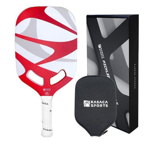 Kasaca Sport Premium Pickleball Paddle T700 Carbon Fiber, 16mm Thickness, Air Open Throat, Enhanced Spin & Control, Edgeless Design with Edge Tape, Durable & USAPA Approved (Aero Swift Red 2.0)