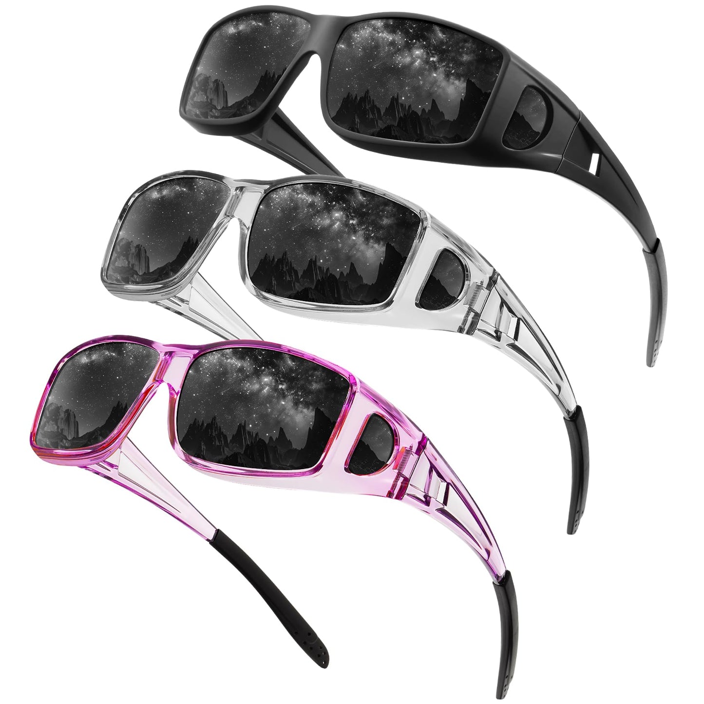 QALLY Sunglasses Over Glasses Women Men, Wrap Around Fit Over Polarized Sunglasses with UV400 for Driving Fishing