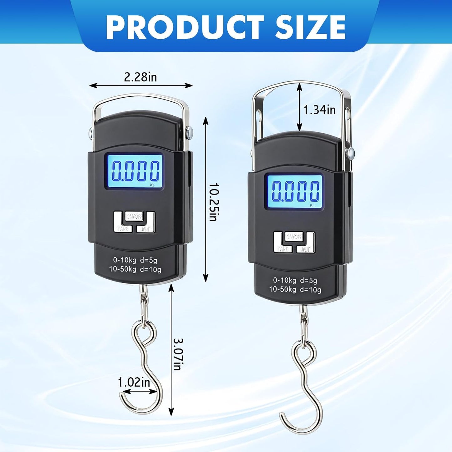 Sabary Digital Fish Scale - 110lb Capacity, Backlit LCD Display & Stainless Steel Hook | Perfect for Fishing, Travel & More