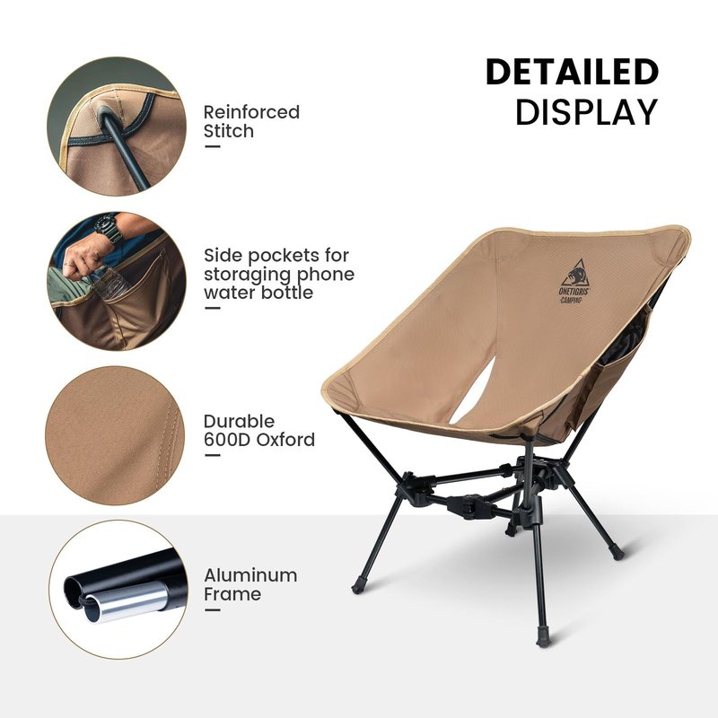 ONETIGRIS 2 Pack Tigerblade Camping Chair, Lightweight Folding Backpacking Hiking, Compact Portable 330 lbs Capacity