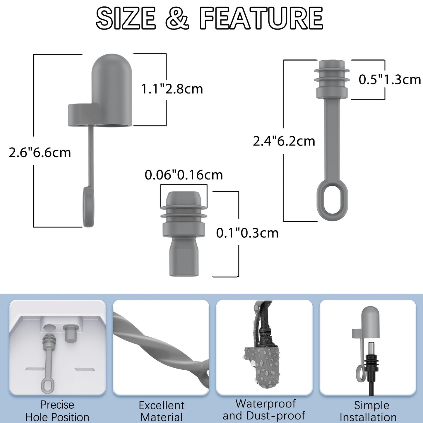 Cable Silicone Caps for Starlink Mini, Cable Plug Protective Caps and Power Port Plug Caps for Starlink Mini Dustproof Waterproof, Set of 5, Gray