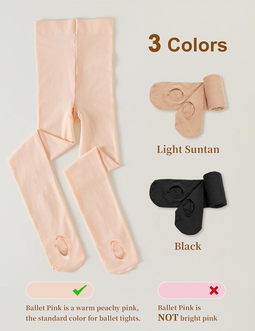 DIPUG Ballet Tights for Girls - Ultra Soft Convertible Dance Tights | Perfect for Kids