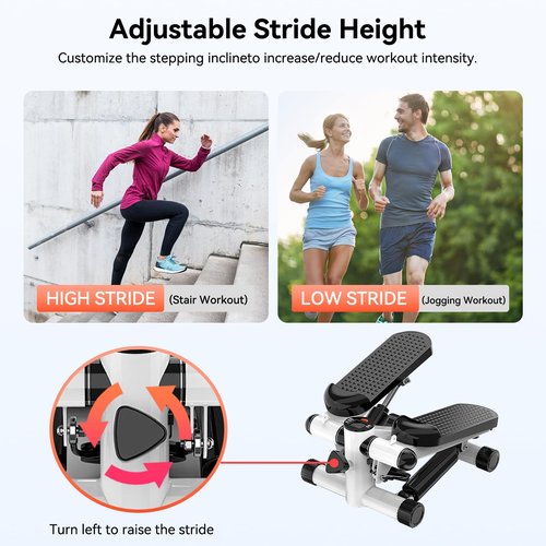 Joxir Steppers for Exercise at Home, Mini Stepper with Resistance Bands, Portable Stair Stepper for Home, Smooth and Quiet, Hydraulic Fitness Stair Stepper with LCD Monitor