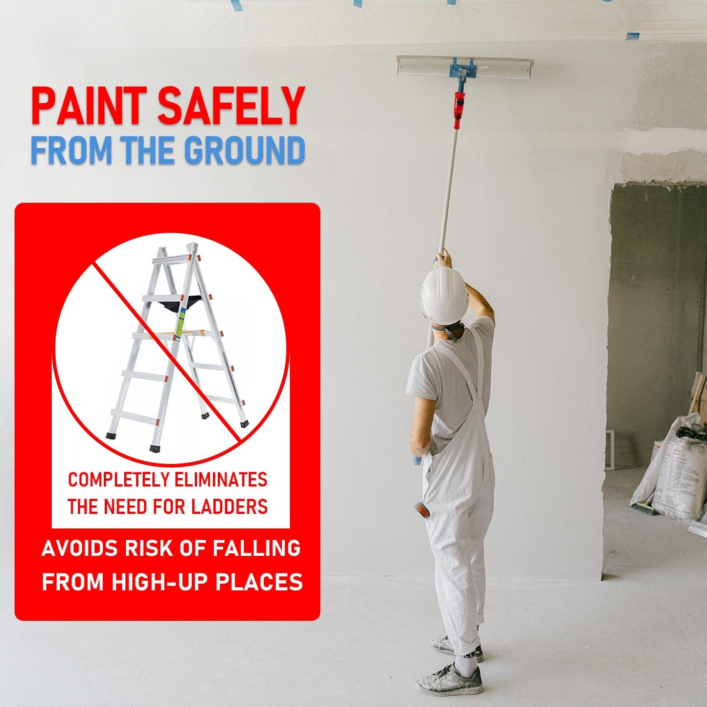 Multi-Angle Paint Brush Extender for High Ceiling, 1 PCS Extension Pole Attachments with Rotating Head for Paint Rollers, Great for Walls, Corners, Edges