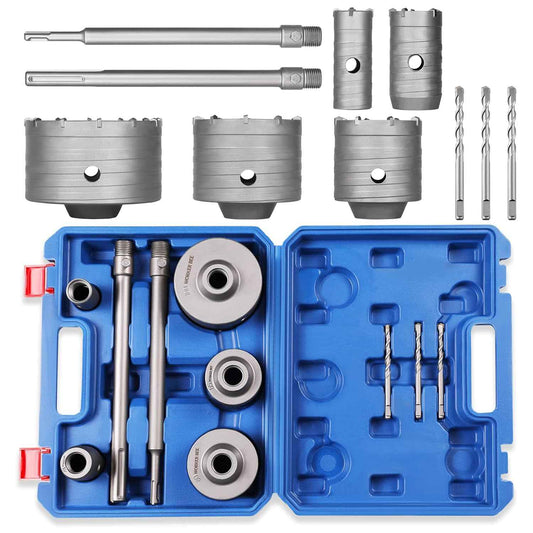 10-Piece Worker Bee Concrete Hole Saw Kit - SDS Plus & Max Shank for Masonry, Brick & Cement