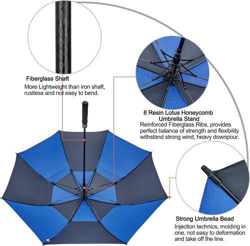 G4Free Automatic Open Golf Umbrella - Oversized Double Canopy, Windproof & Waterproof | 47-72 Inch