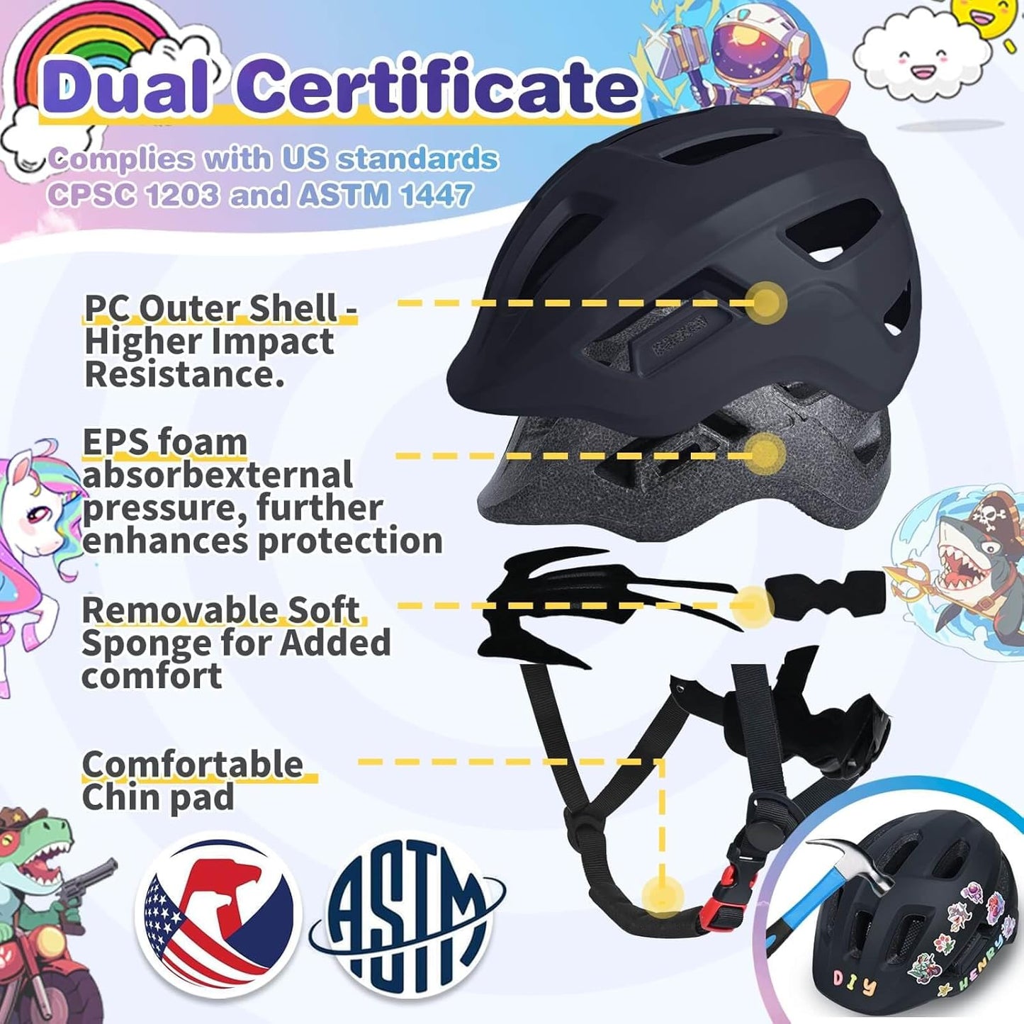 Skiennix Toddler Bike Helmet - Adjustable Lightweight Design for Ages 1-8 | Safe & Comfortable