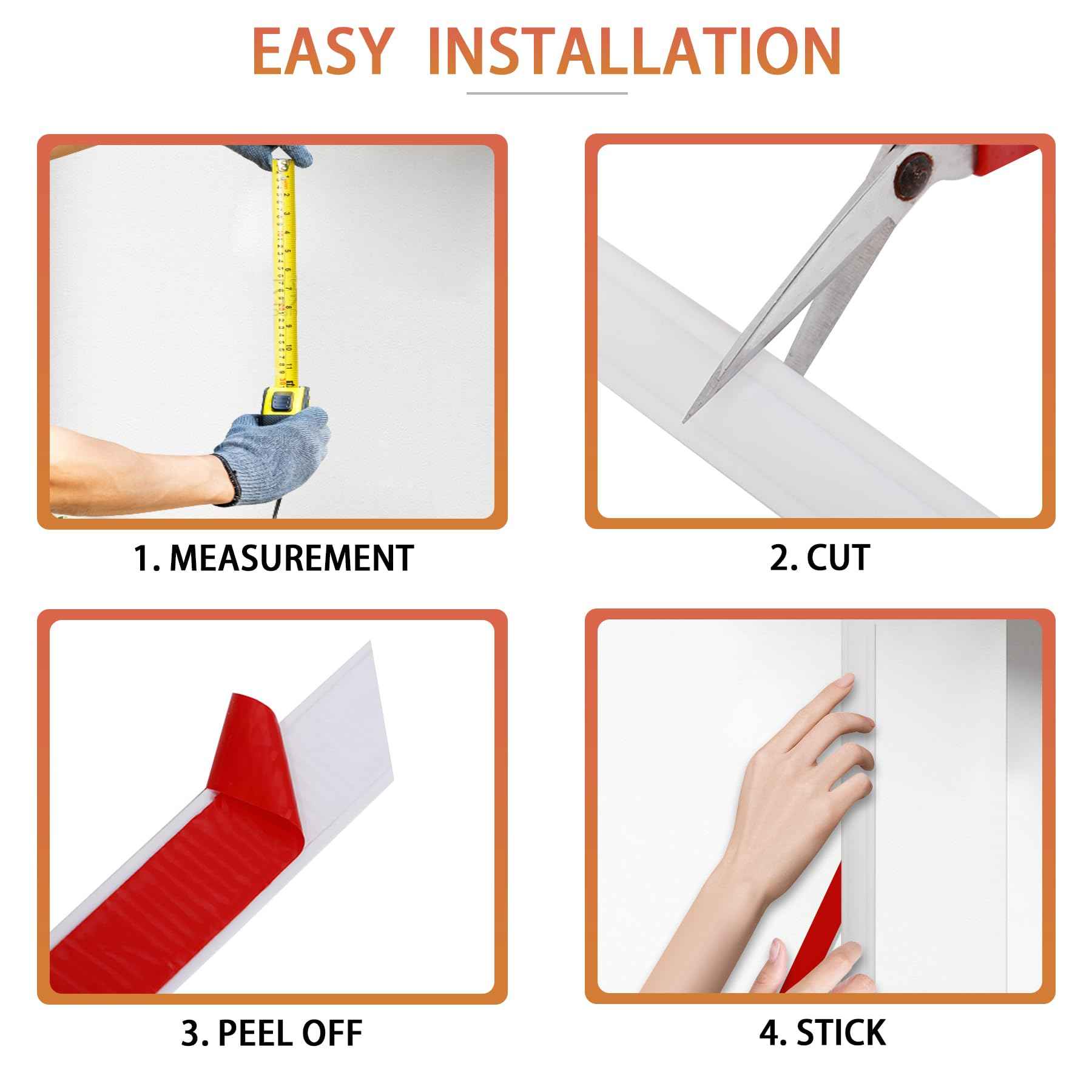 QDYMXUN Peel and Stick Chair Rail Panel Molding, 240''L x 0.9''W Strong Self Adhesive TPE Wall Moulding Trim for Home DIY Decoration (Paintable White)