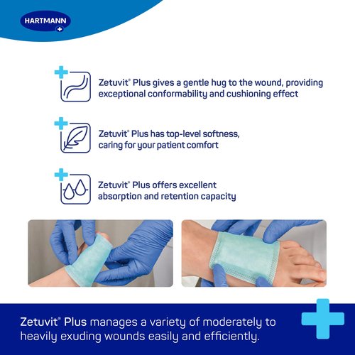 Zetuvit Plus Superabsorbent Wound Dressing – High-Absorbency Sterile Pads (Non-Adhesive/Non-Border) for Moderate to Heavy Exudate – 6 x 8 in, Box of 10