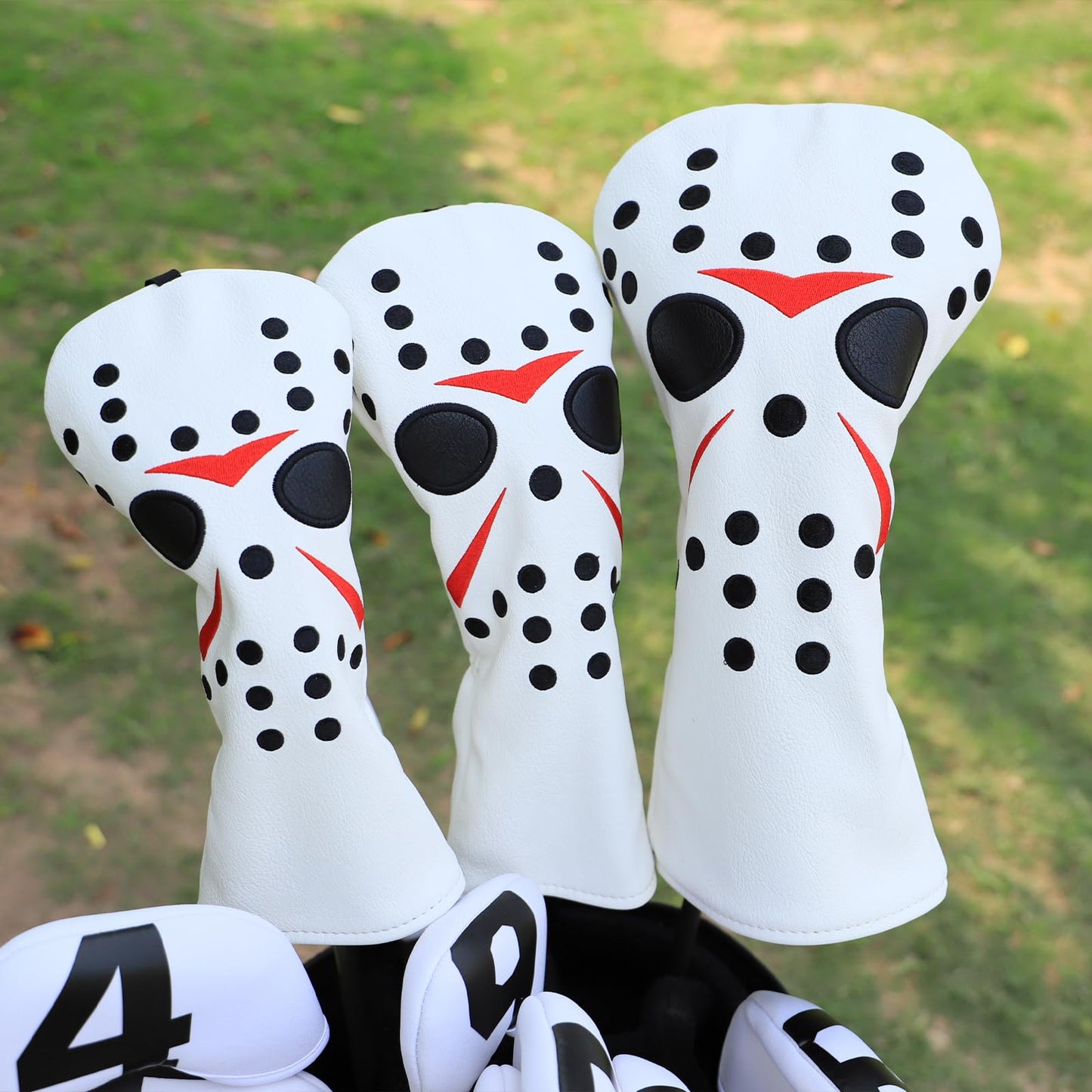 BAIRBRE Golf Hybrid Covers Field Hockey Mask Embroidery Golf Club Covers Leather Hybrid Headcovers Golf Headcover for Most Brand