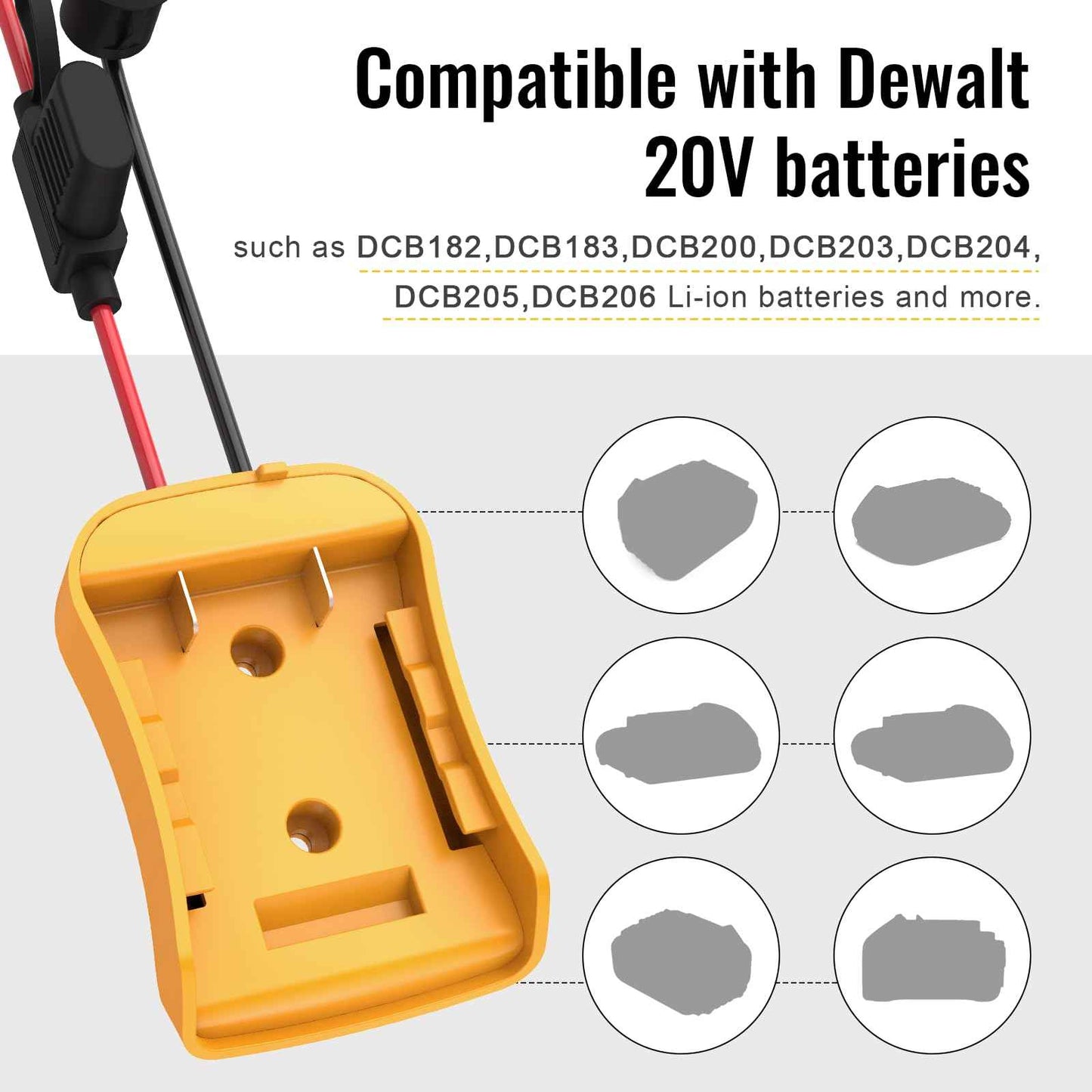 2 Packs for Power Wheel Adapter Compatible with Dewalt 20V Battery, Converter Kit with Fuse & Switch & Wire Terminals & 12 AWG Wire for DIY RC Car Toys Robotics