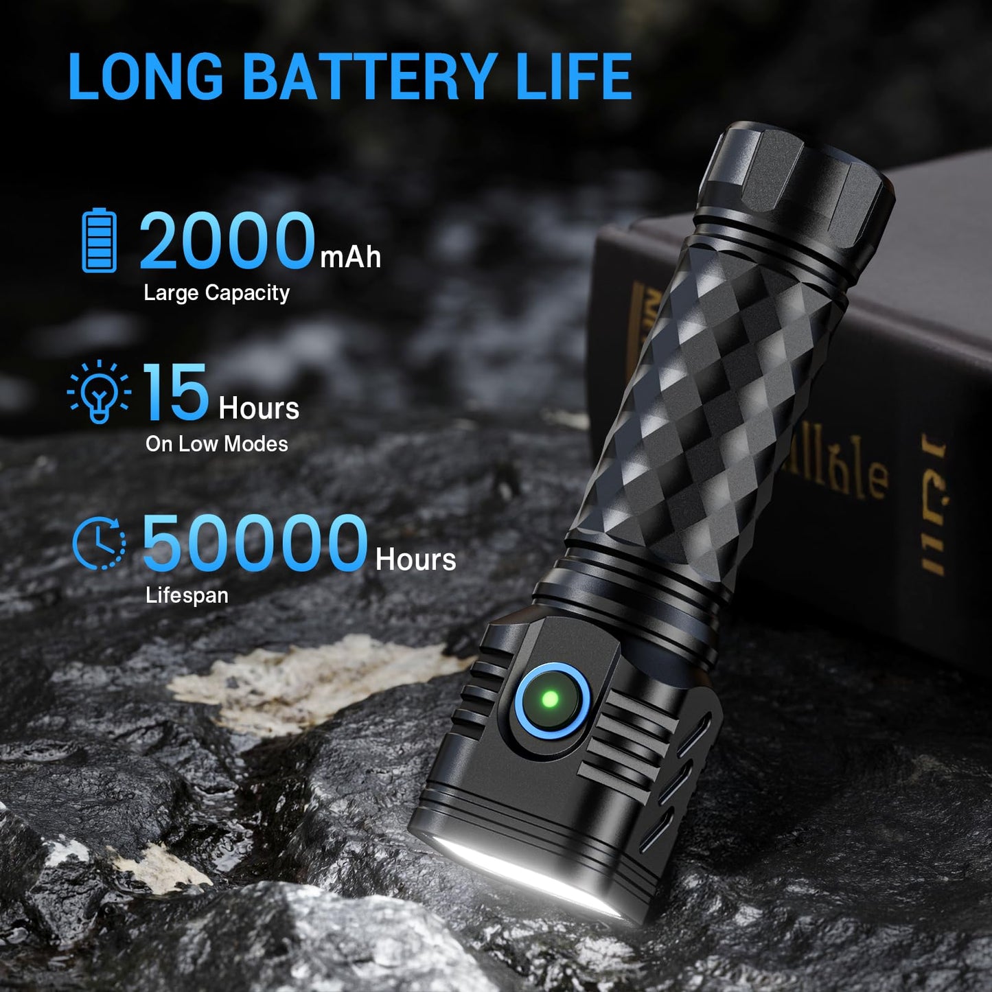 WdtPro Rechargeable Flashlights High Lumens, 2000mAh Super Bright LED Flashlight, Metal Pocket Flash Light Small EDC Flash Light for Home Camping Fishing Hiking