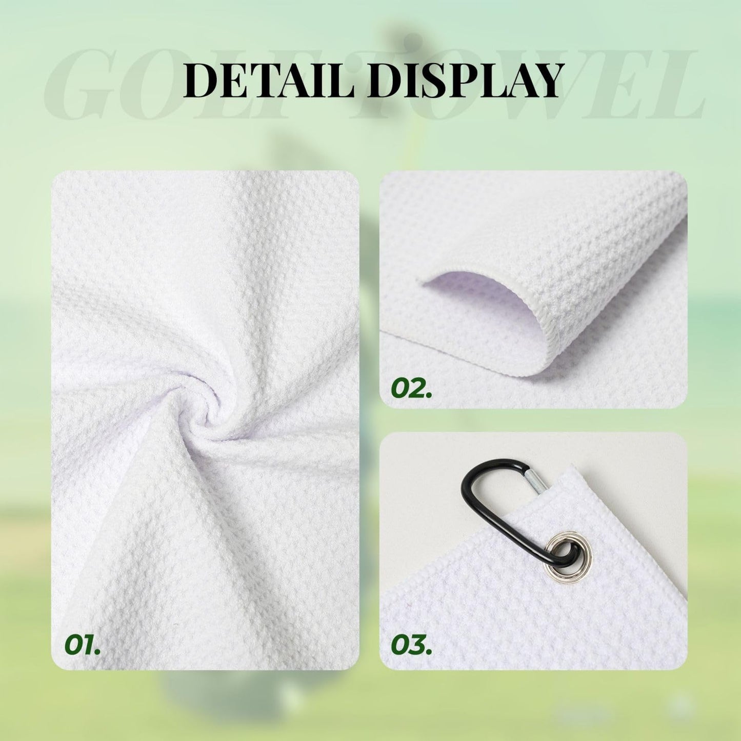 BEIANSHUO Cute Flowers Floral Golf Towel (16" X 24") with Carabiner Clip | Premium Microfiber Fabric | Golf Towel for Men and Women