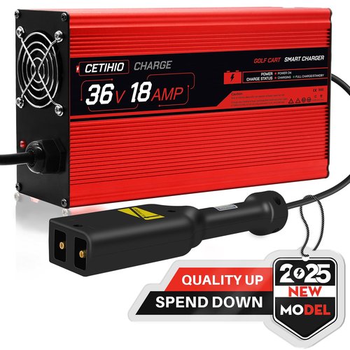 36 Volt Golf Carts Battery Charger for EZGO TXT, Trickle Charger 3.0 Technology, 18 AMP, 4-6 hrs Full Charge, Replace EZGO D-Plug, 16FT