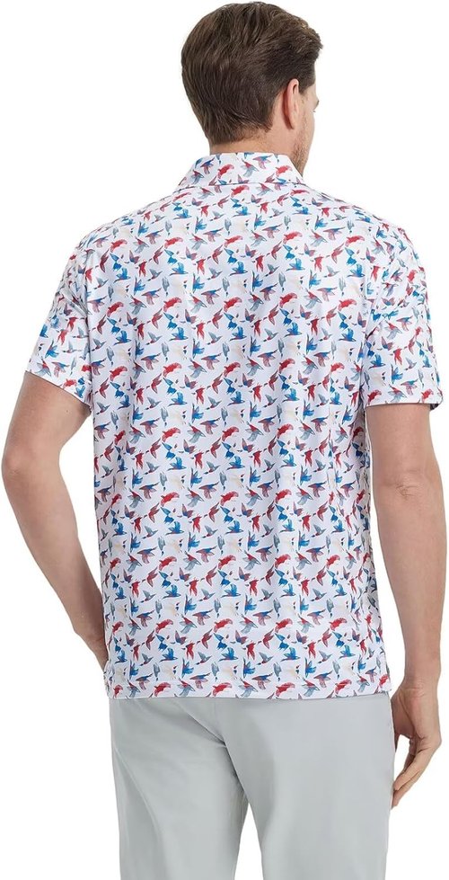 M MAELREG Men's Golf Polo Shirt - Short Sleeve, Moisture-Wicking, Performance Print | Comfortable Fit