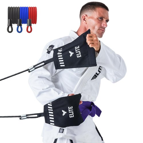 Elite Sports Jiu Jitsu Grip Trainer Simulate Gi - Resistance Band Grip Strength Trainer for BJJ MMA Judo & Grappling Training