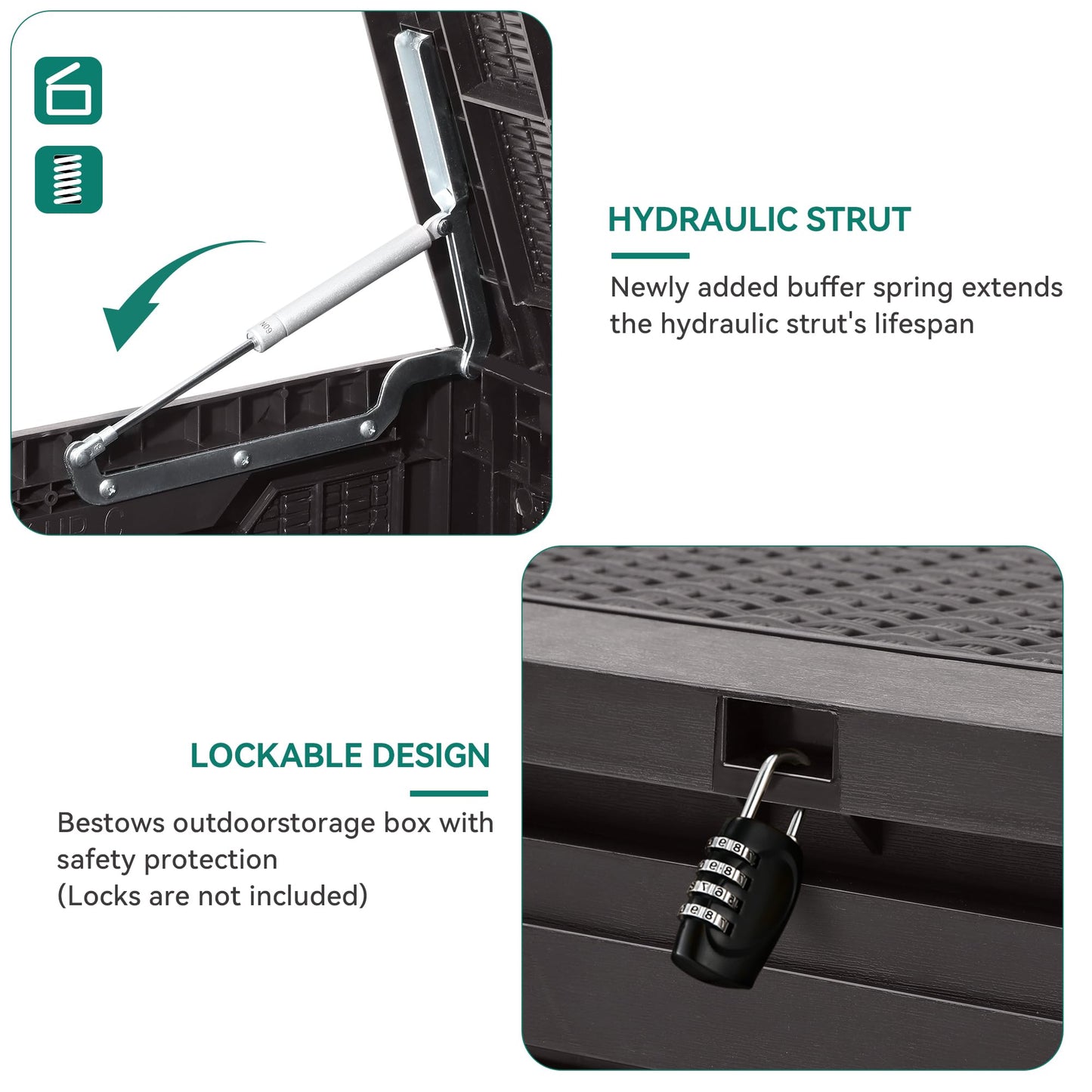 YITAHOME 100 Gallon Large Deck Box, Outdoor Resin Storage Boxes for Patio Furniture, Outdoor Cushions, Garden Tools, Water Resistant and Lockable