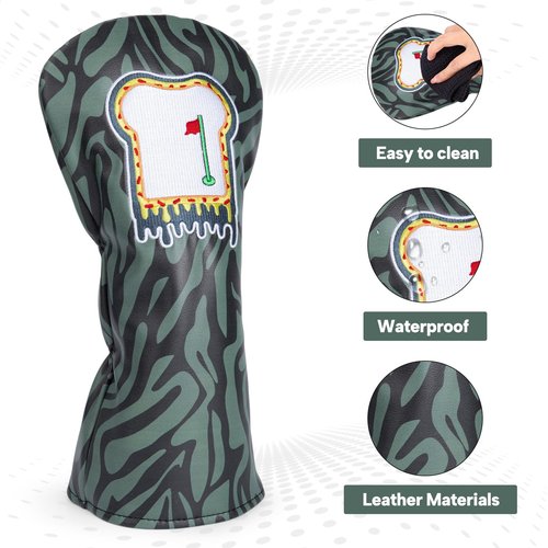 Golf Club Covers Funny Toast Premium Embroidery Driver Headcovers Fariway Wood Head Cover Hybrid Covers Leahter Golf Headcovers for Most Brand (for Hybrid)