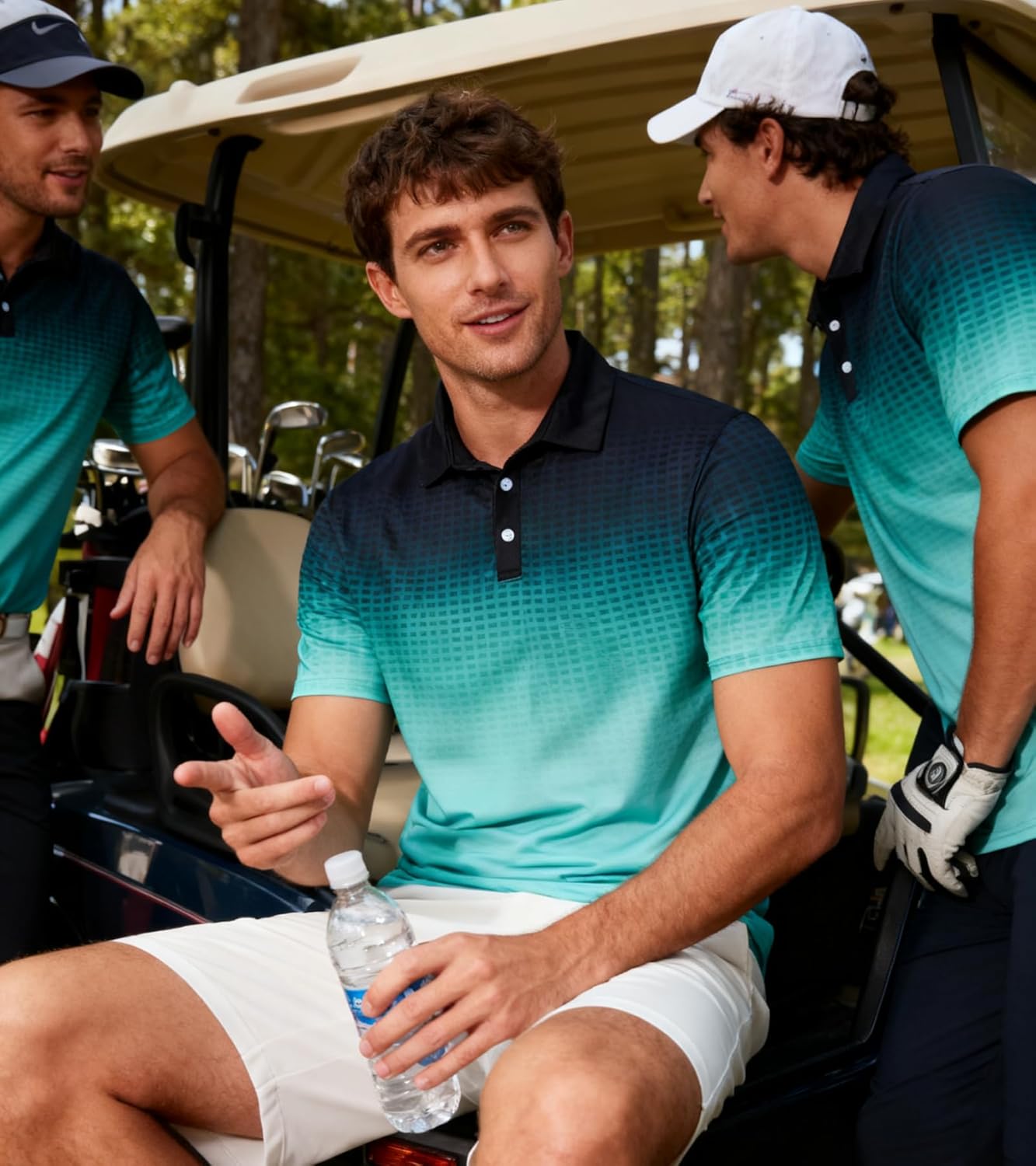 Uideazone Men's Golf Shirt - Moisture-Wicking Dry Fit Athletic Polo - 3D Print Short Sleeve