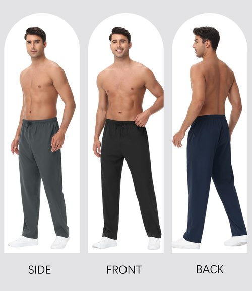Kinglaman 4 Pack Mens Athletic Sweatpants Gym Workout Joggers Pants Running Jogging Pants for Men 2 Black 1 Blue 1 Gray Large