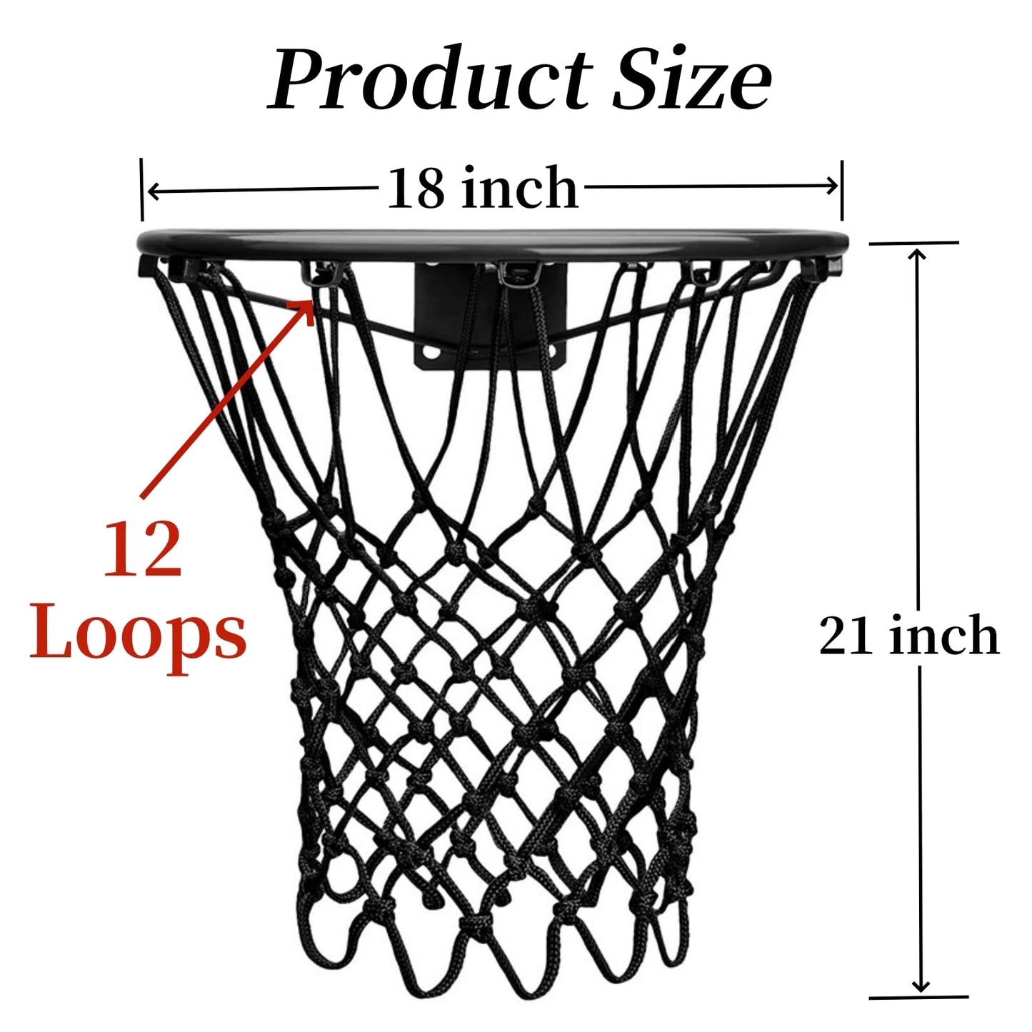 2 Pack Heavy Duty Basketball Net Replacement,2025 Upgrade Heavy Duty Basketball Net, All Weather Anti Whip,12 Loops Fits Standard Indoor or Outdoor Rims (White+Black)