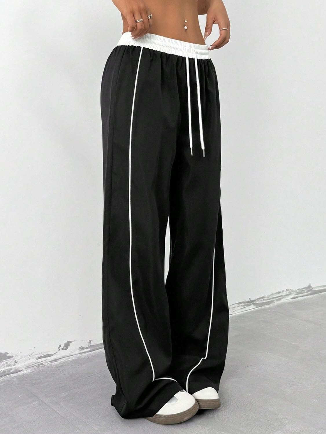 ZAFUL Women's Y2K Wide Leg Cargo Pants - Comfortable Drawstring Joggers with Pockets