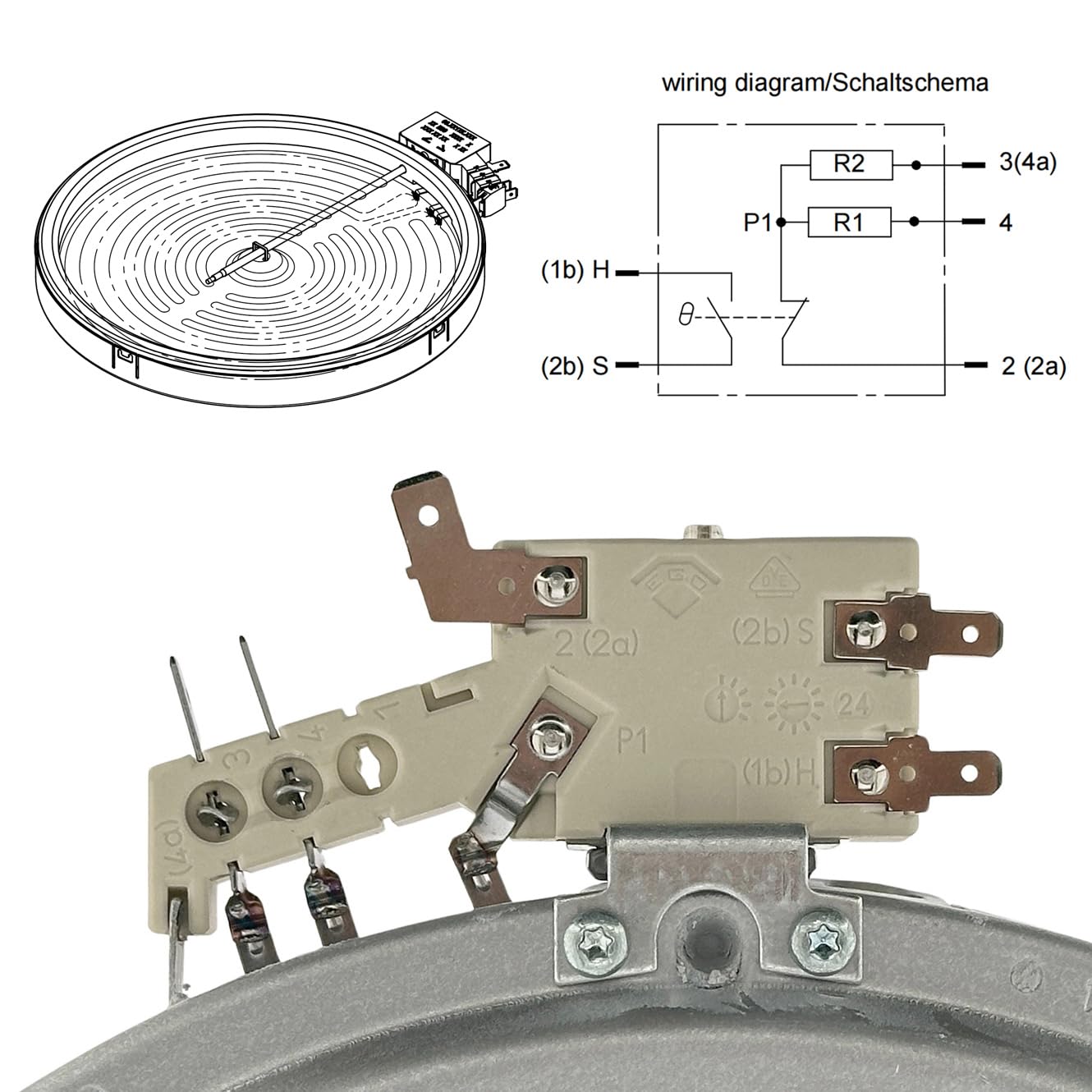 316555800, W10275049 Range Dual Radiant Surface Element Heater 6/9 Inch, 2500W/1200W Compatible with Whirlpool Frigidaire, Replaces 316224300, 316418400, 316418401, 318198932, WPW10275049, W10173896