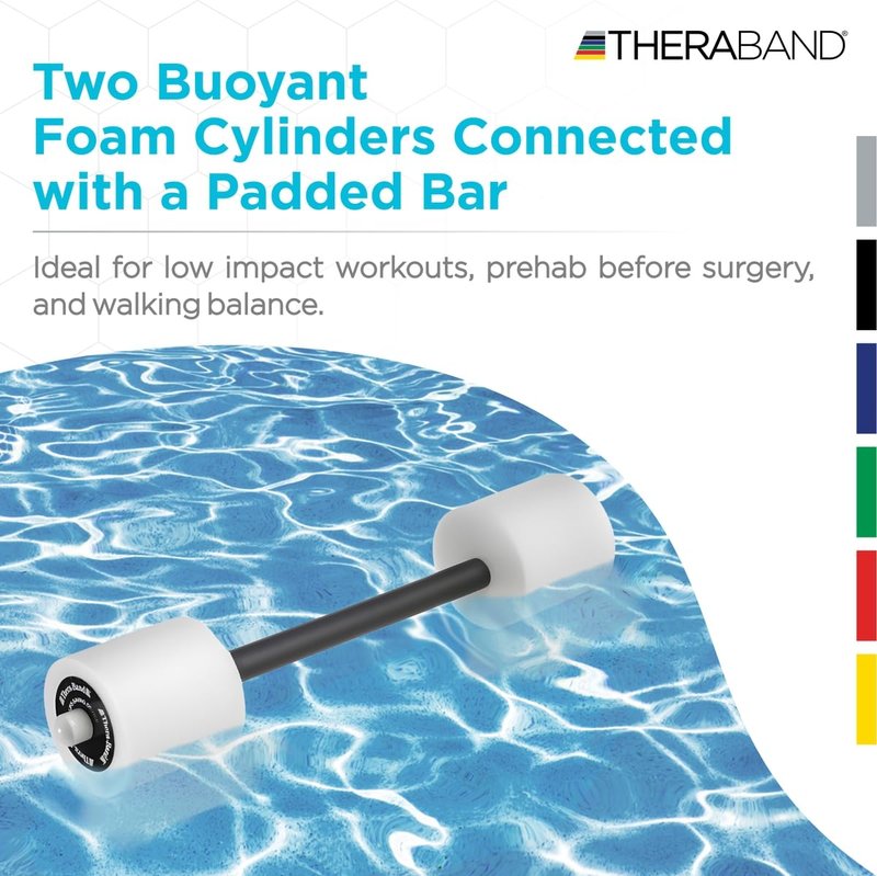 THERABAND Swim Bar with Padded Grip for Buoyancy-Based Swim Training and Swim Lessons, Aquatic Fitness Equipment, Aqua Training Barbell, Water Aerobics Equipment, Swimming Aid for Children to Seniors