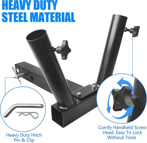 KAIRAY Hitch Mount Dual Flagpole Holder - Universal Fit for 2-Inch Receiver | Ideal for Trucks, SUVs, RVs, and Pickups