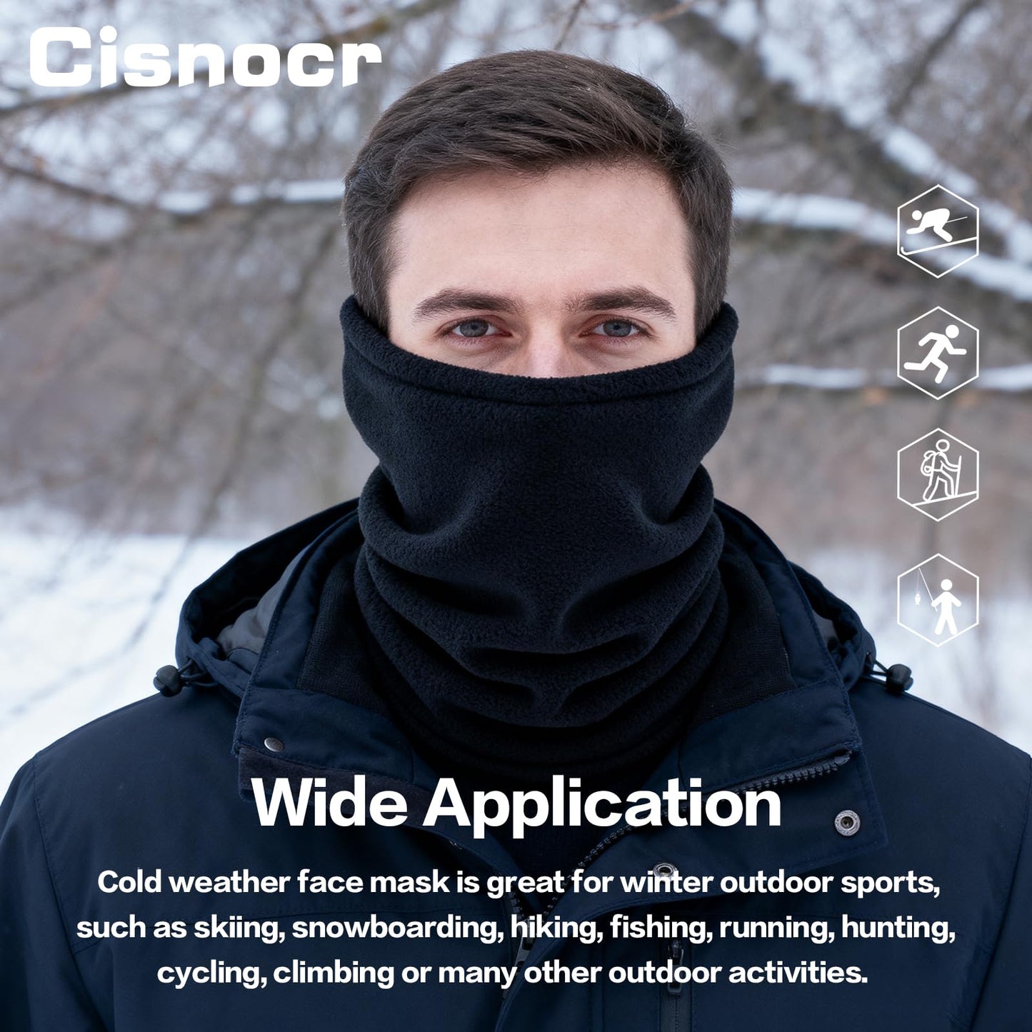 Cisnocr 4 Pieces Winter Neck Warmers Fleece Gaiter Windproof Face Face Mask Scarf Covering for Men Women (Camo)