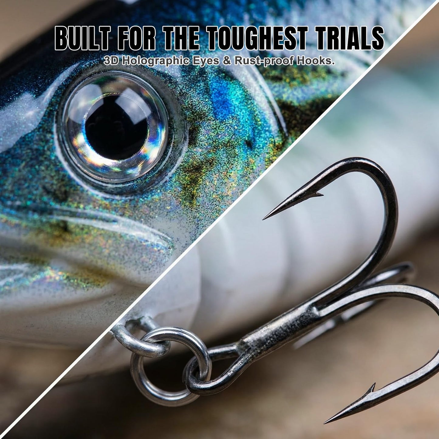 NATVIC Jointed Swimbait 3 Pack, Slow Sinking Bass Fishing Lures