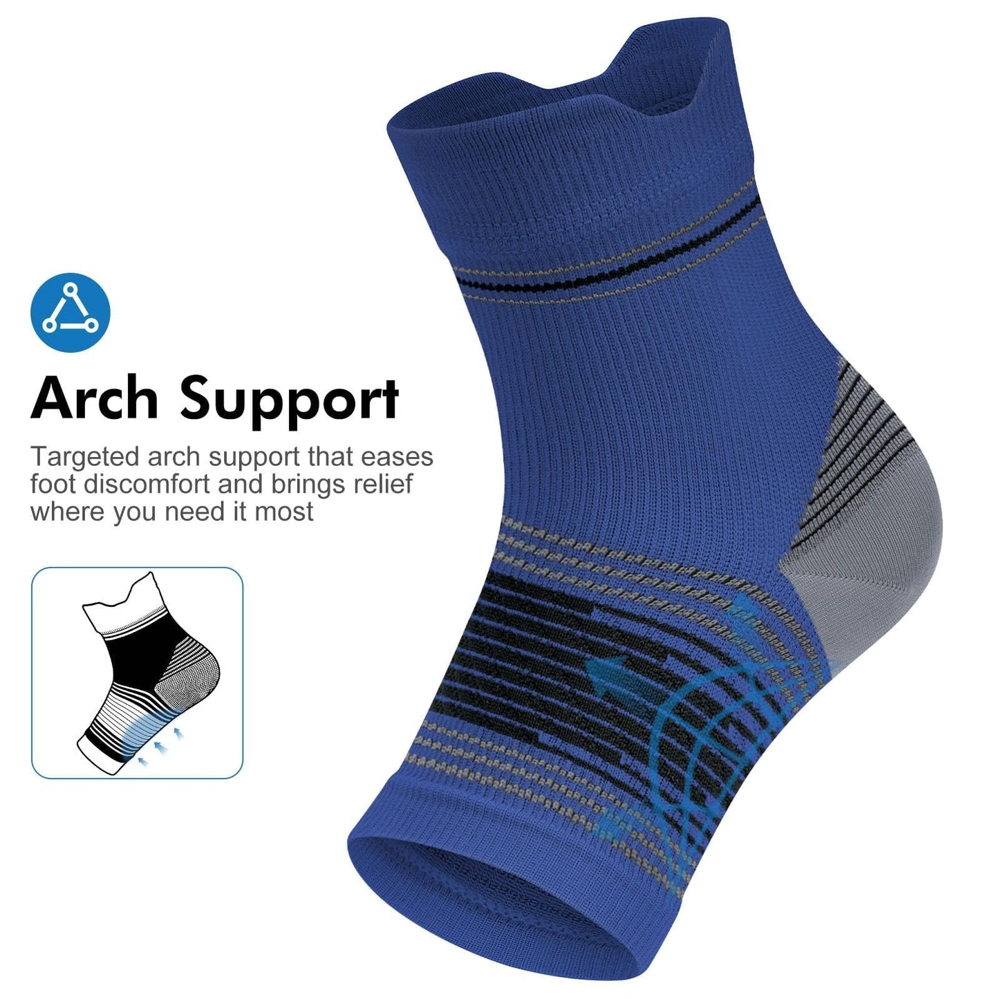 6 Pairs Plantar Fasciitis Socks for Men & Women, Ankle Brace Compression Socks with Arch Support for Achilles Tendonitis, Heel Pain, Swelling & Arthritis Relief, Black, Nude, Navy, Large