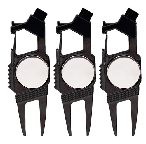 BOXOB 3pcs 7-in-1 Golf Turf Repair Tool, Divot Repair Tool with Magnetic Ball Marker Bottle Opener Groove Cleaner Club Holder & Putter Alignment Golf Accessories for Men Women Golfers