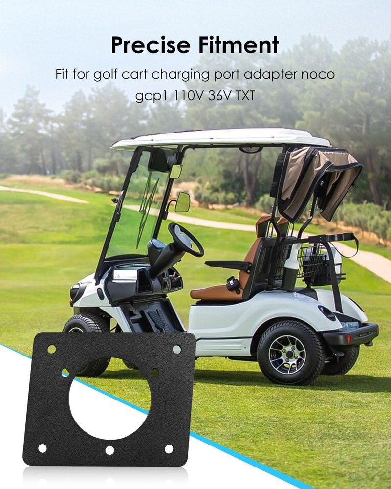 BOQNZN Metal Golf Cart Charging Port Adapter Fits for Noco GCP1 EZGO TXT Carts 110V AC 36V, Charger Port Adapter Plate for Lithium Battery Conversion and On-Board Charging