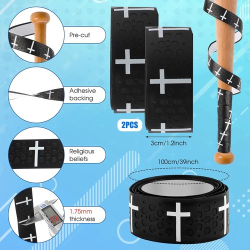 Cross Baseball Bat Grip Tape - 1.75mm Full Adhesive Wrap for Baseball, Softball & Cricket | Enhanced Thickness & Unique Design