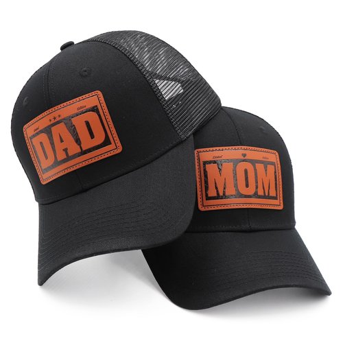 Mom and Dad Hats New Dad Mon Parents Gifts for Couples Fathers Day Embroidered Mesh Baseball Caps Black